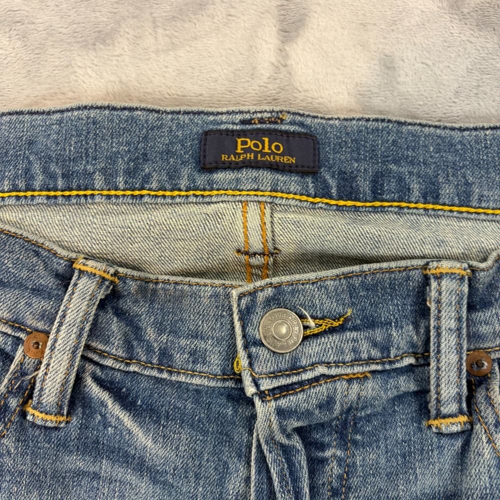 Polo Ralph Lauren Jeans Size 36x30 The Sullivan Slim Patchwork Distressed Light - Picture 7 of 13